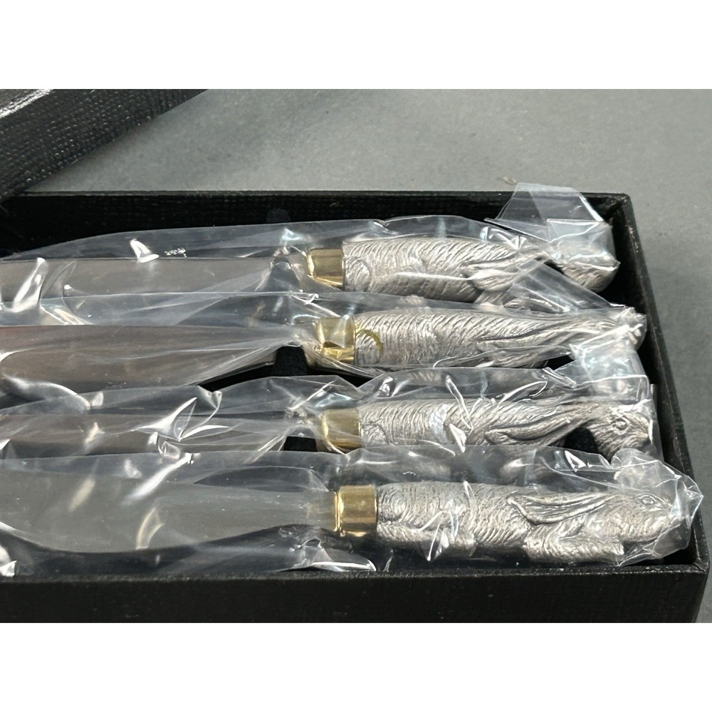 Arthur Court Rabbit Spreader Set of 4 Stainless Steel Cheese Butter Spreaders